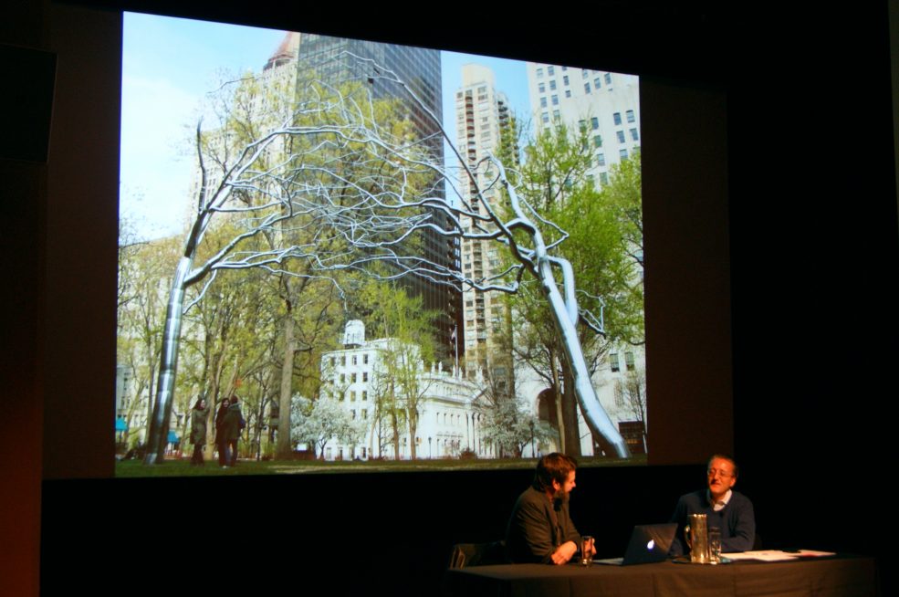 Artist Roxy Paine in conversation with Tom Eccles, 2015 Annual Meeting. Photo © Caitlin Martin
