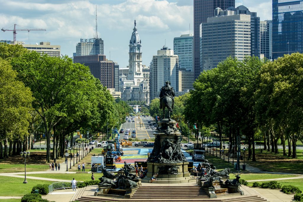 View of the Parkway, looking toward City Hall