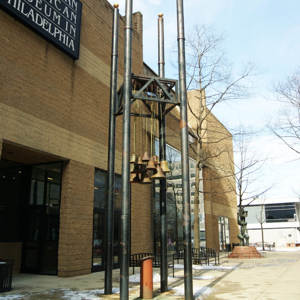 Whispering Bells sculpture outside of the African American Museum in Philadelphia